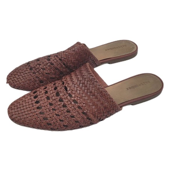 Sold/ Anthropologie Lily Leather Handwoven Mule Sandal in Cognac Size 10 - Picture 2 of 12